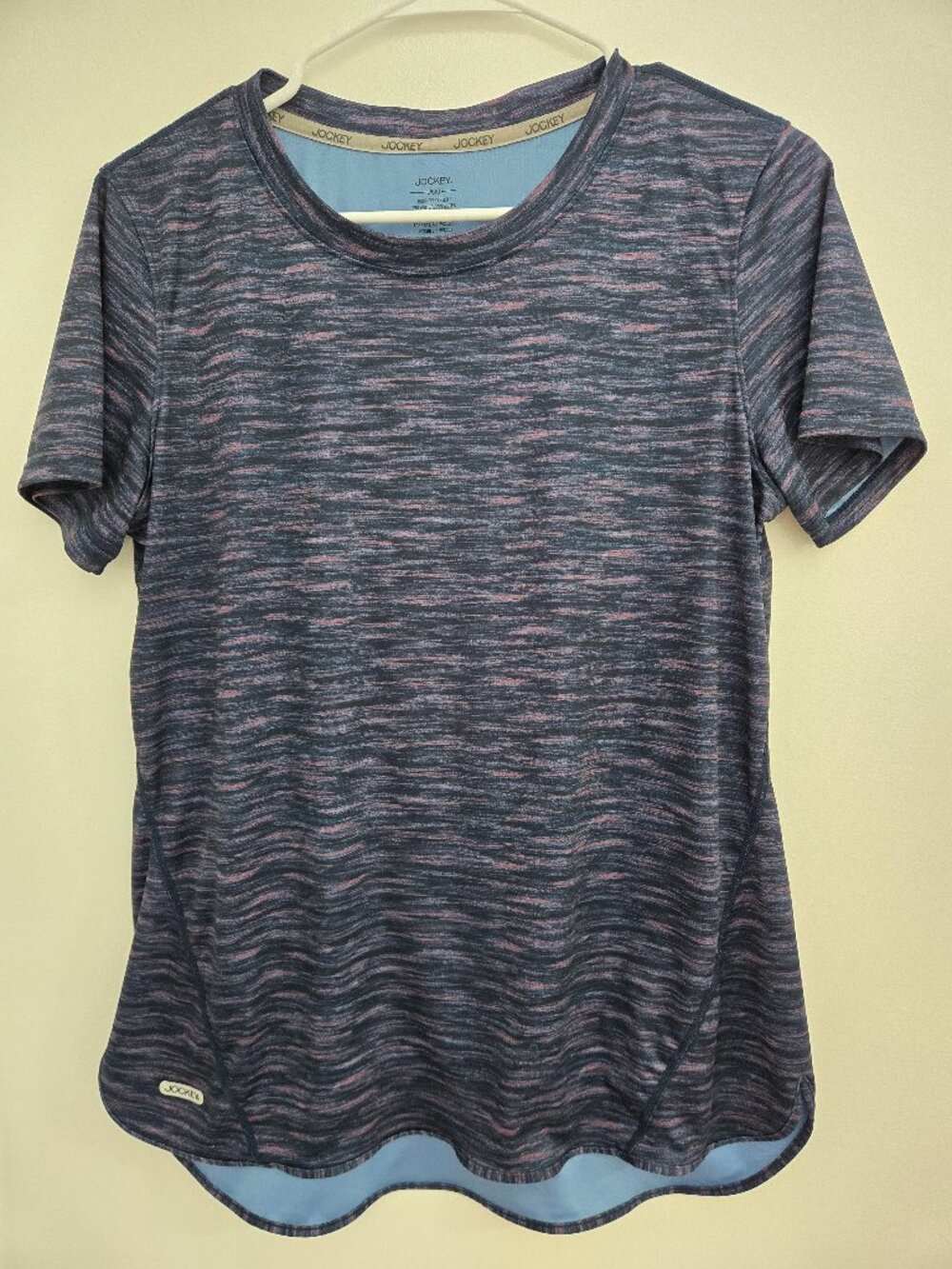Jockey Women’s Performance Tee Large Space Dye Short Sleeve Hi-Lo Hem Activewear